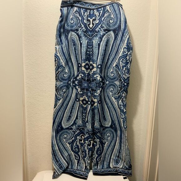 Philosophy WOMEN'S BAGGY PALAZZO PANTS COMFY WIDE LEG BLUE WHITE SIZE XS - Picture 1 of 7